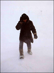 Trudging through the snow