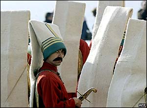 Man in traditional costume of the Ottoman Sultan's bodyguard