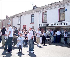 Swansea fans outside the ground