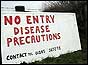 A precautionary sign at a farm in Thirsk, northern England, March 2001