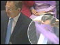 Tony Blair with circle drawn to highlight purple powder