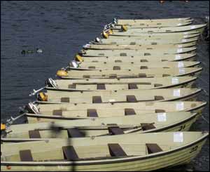 Fishing boats lined up and ready for hire at Llandegfedd reervoir (Nick Morgan, Caerleon)