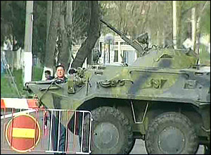 Uzbek military vehicle in the Uzbek town of Andijan