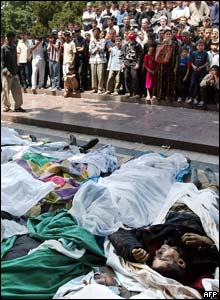 Bodies laid out after violent clashes in Uzbekistan