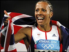 Kelly Holmes after winning the 1500m