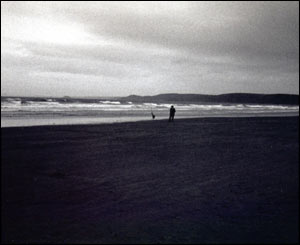 A lone fisherman on a blustery evening on Newgale beach in Pembrokeshire (Nicola Andrews, Pontypridd)