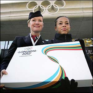 Amber Charles, a basketball player from east London, delivers London's bid book to the IOC in Lausanne