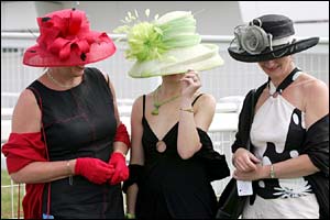Ladies arrive at Epsom racecourse