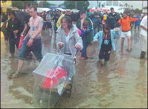 Festival crowds in floods