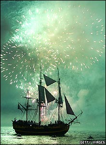The Grand Turk takes part in firework display 