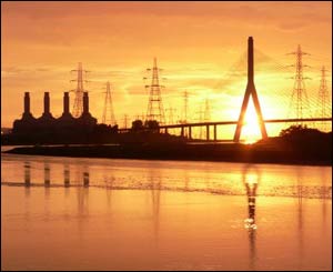 The sunset over the river Dee at Connah's Quay, sent by Alun Davey from Deeside
