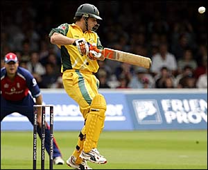 Adam Gilchrist hits a boundary