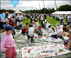 People gathered on The Meadows