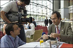 With less a day to go until the final 2012 vote, lobbying is virtually round the clock - Paris bid leader Phillipe Baudillon gives an early morning interview