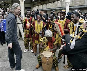 Bob Geldof with musicians