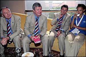 (l-r) Ken Livingstone, Keith Mills, Lord Sebastien Coe and Amber Charles