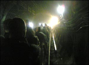 Passengers leaving an underground train