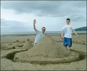 Jonathan and Beguileme building an empire on the beach on the Conwy Morfa in north Wales (sent by Marcus)