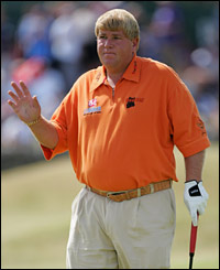 John Daly makes a birdie on the first