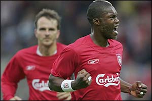 Cisse celebrates adding to Liverpool's first-leg 3-0 lead