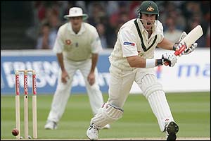 Australia's Matthew Hayden in action with the bat