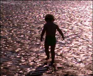 Sarah Elliott's daughter Isabel enjoying a stroll at Ogmore by Sea 