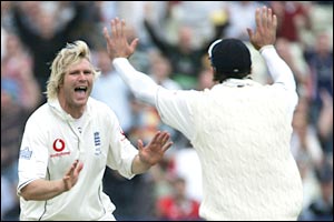 Matthew Hoggard celebrates