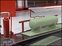 Gas tanks inside the building