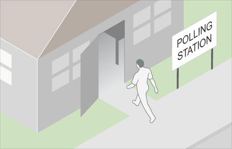 A voter at a polling station