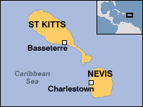 Map of St Kitts & Nevis