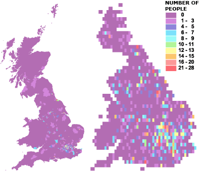 Concentrations of people born in Albania
