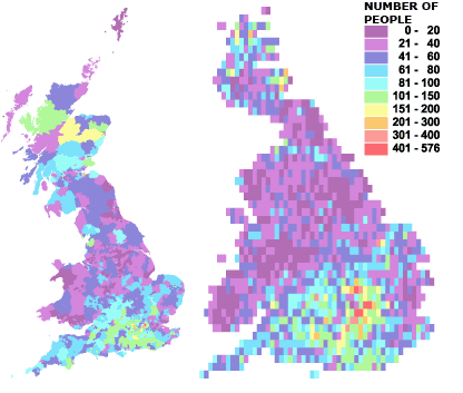 Concentrations of people born in Canada