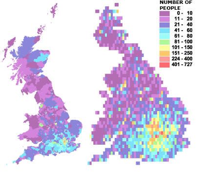 Concentrations of people born in Malaysia