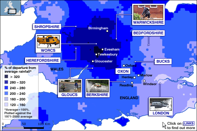 image showing main areas hit by heavy rainfall