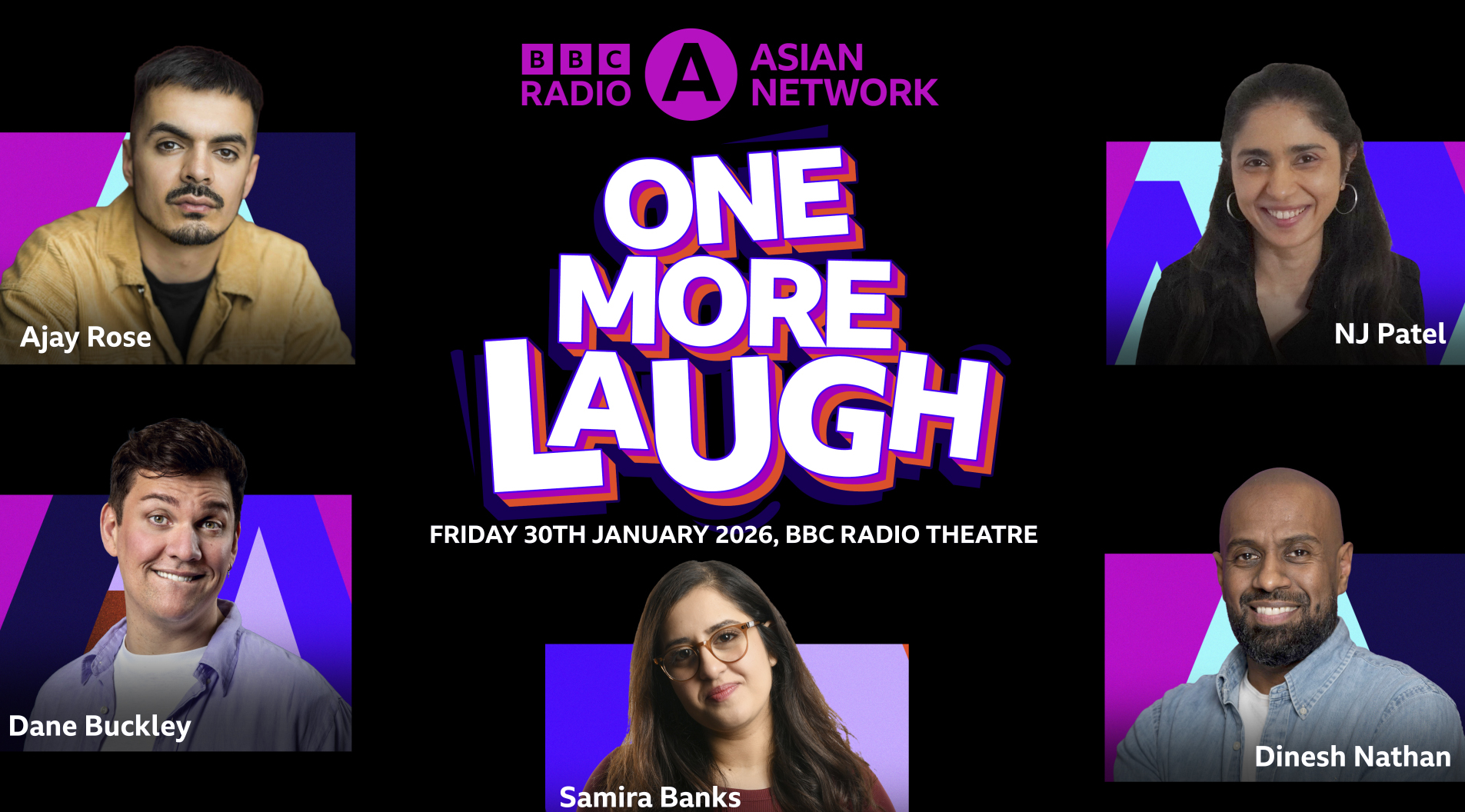 Images of the comedians featured in the programme