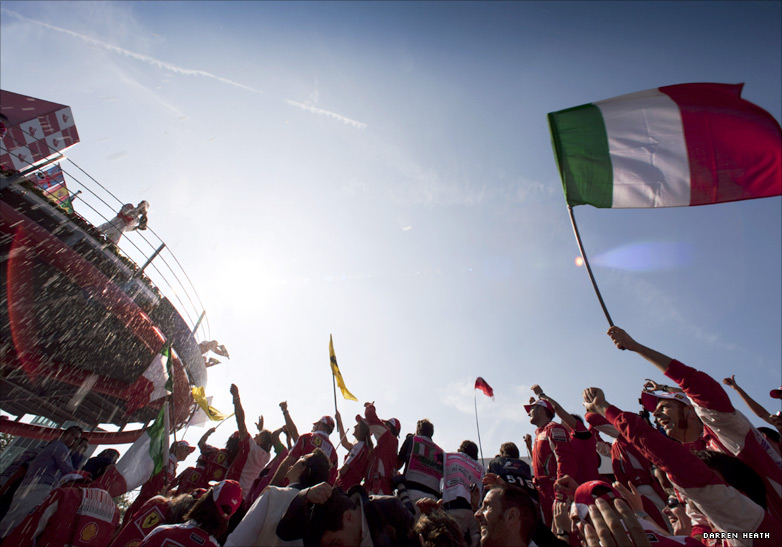 Fernando Alonso wins the Italian Grand Prix for Ferrari width=
