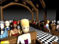 Cena dentro de igreja virtual