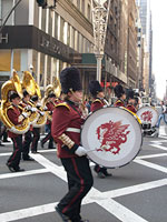 Drwm y band gyda draig goch arno