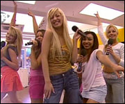 Emily (2nd from right) singing in Kandyfloss