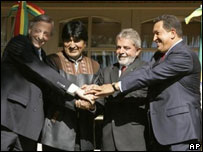 Presidentët e Argjentinës, Bolivisë, Brazilit e Venezuelës