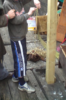 the viking shows us how to make rope.