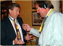 Ed talking to Nick Jones who is retiring at the end of this week after 30 years of conferences.