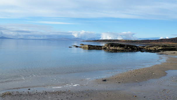 A lovely white sand beach and blue skies.
