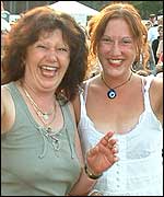 These fans were in high spirits for the gig.