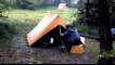 People camping in a tent