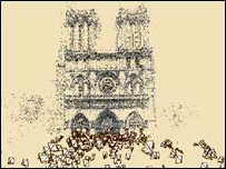 با استفاده از برنامه فوتوسينت از تلفيق دو عکس دو بعدی يک تصوير سه بعدی حاصل شده است