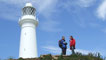 Derek and Matthew discussing the history of the lighthouse
