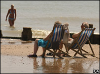 A beach on a hot day