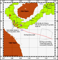 Bản đồ của Công ty Dầu khí Hải dương Trung Quốc 
