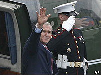 Mr Bush accused Russia of slipping on democratic reform